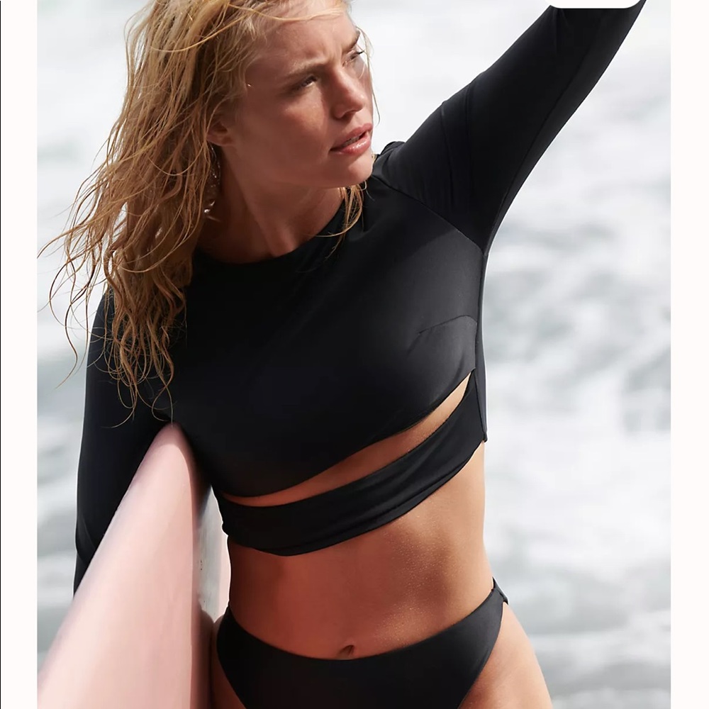 Free People Long Sleeve Crop Bikini Set in Brown - Picture 2 of 6